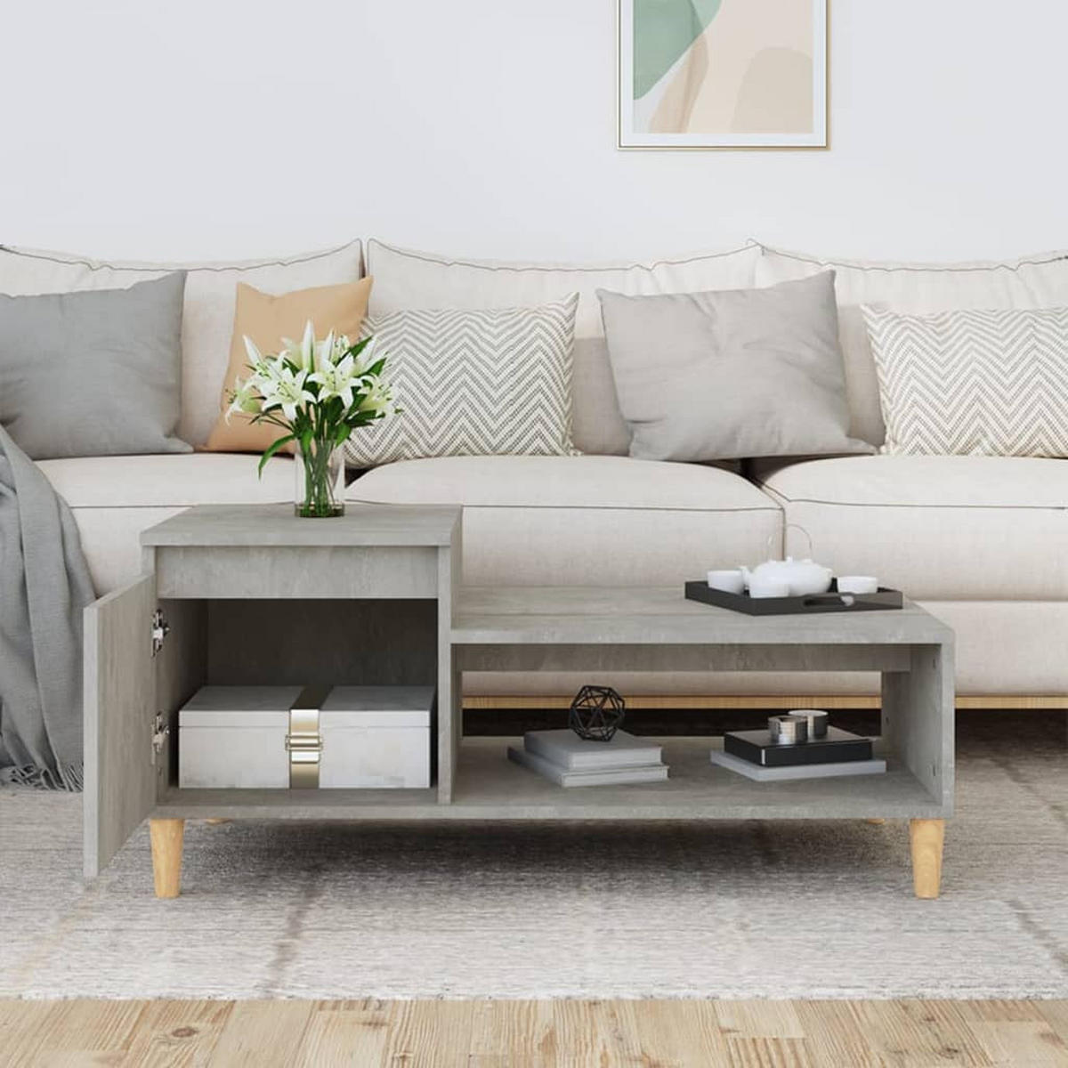 COUCHTISCH Betongrau 100x50x45 cm Holzwerkstoff - Grau, Holzwerkstoff (100/50/45cm) - furnicato