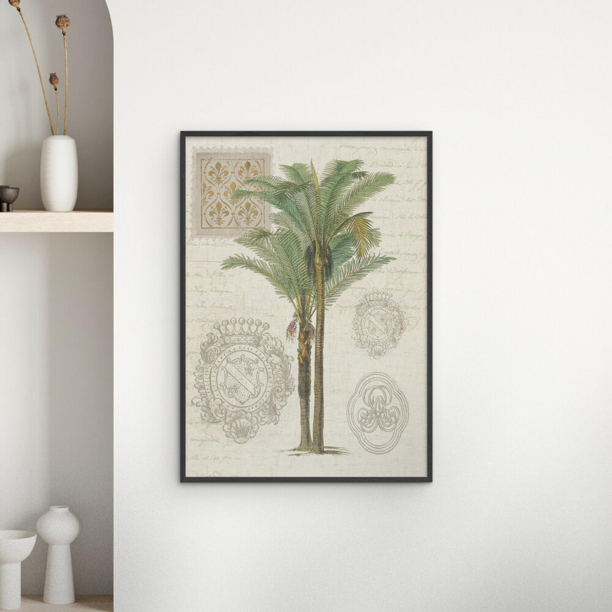 POSTER mit Rahmen Wild Apple - Vintage Palm Study II - Schwarz/Grün, Holz/Papier (50/70cm) - Poster&Frame
