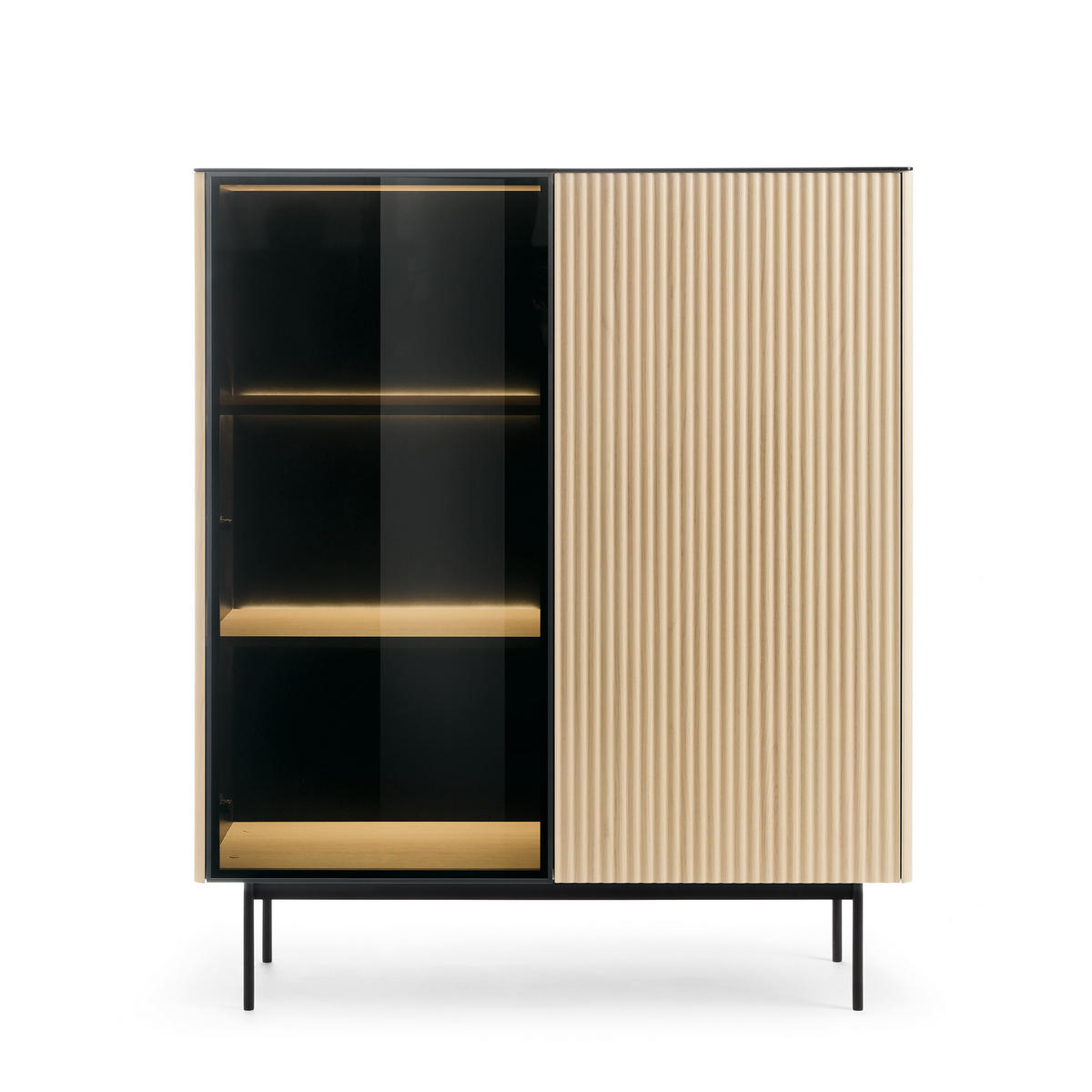 VITRINE OLDEN WIT1 Glasplatte Eiche - Eichefarben, Glas/Holzwerkstoff (107/126/39cm) - Komodee