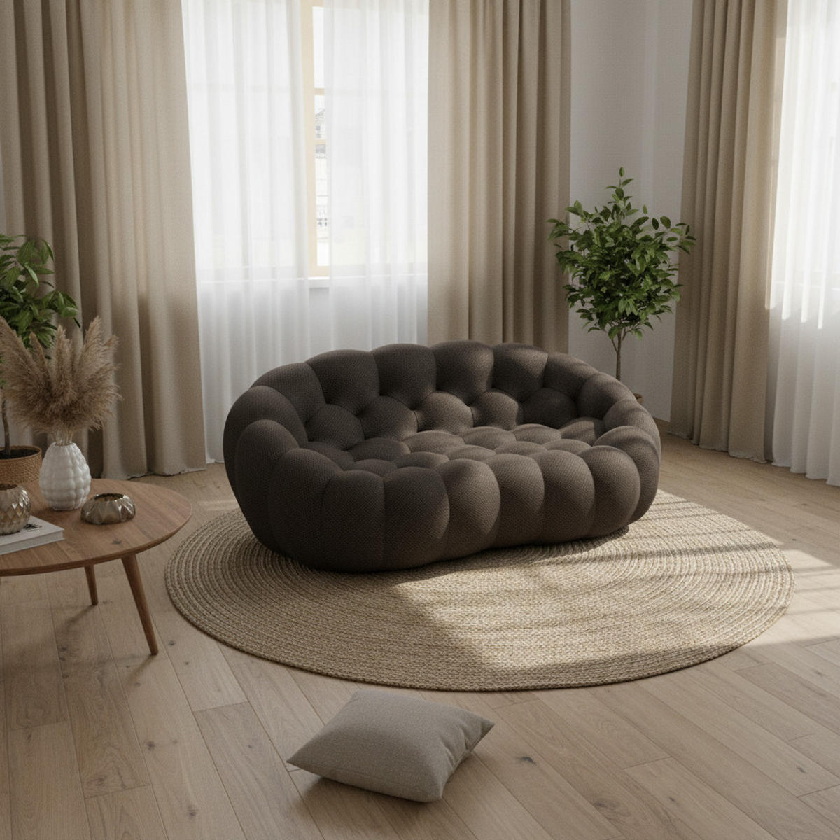 WOHNZIMMERSOFA Cocoon Doppel 2-Sitzer - Dunkle Schokolade - Dunkelbraun, Textil (190/77/113cm) - COCO Living