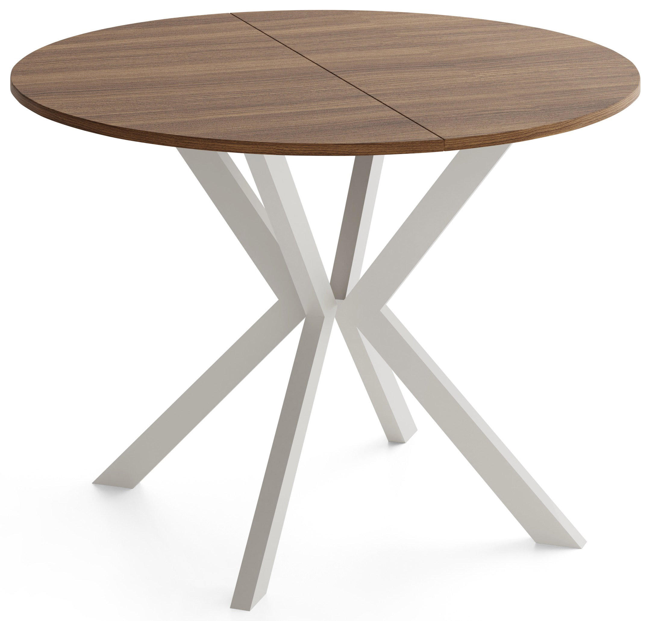 ESSTISCH Valio rund oval ausziehbar verlängerbar mit Metallbeinen in Kaschmir Grau, Nussbaum Braun 100-140/100/76 cm - Kaschmir/Beige, Holzwerkstoff/Metall (100/140/76cm) - WFL GROUP