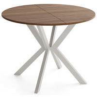 ESSTISCH Valio rund oval ausziehbar verlängerbar mit Metallbeinen in Kaschmir Grau, Nussbaum Braun 100-140/100/76 cm - Kaschmir/Beige, Holzwerkstoff/Metall (100/140/76cm) - WFL GROUP