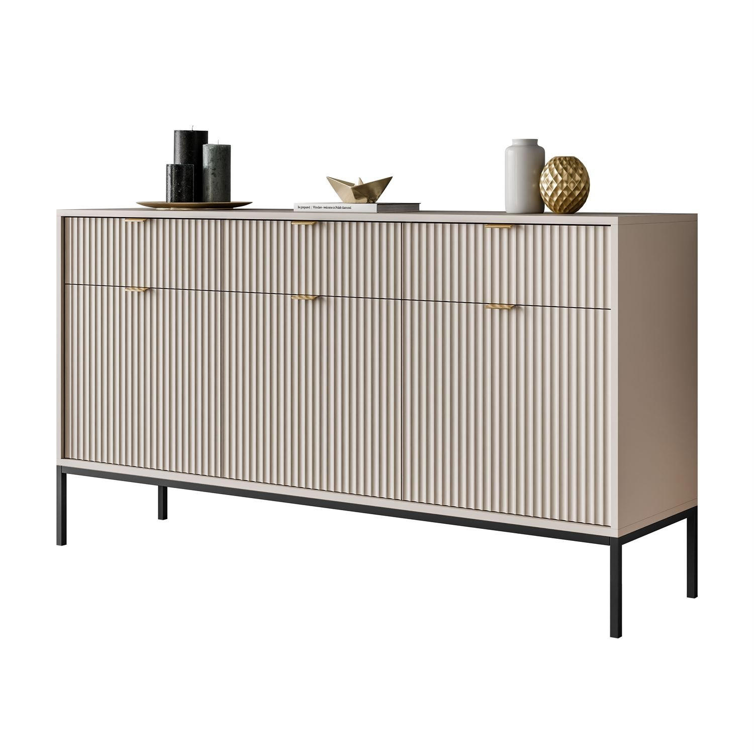 SIDEBOARD CORTADO KSZ154 MIT SCHUBLADEN 154 CM KASCHMIR - Beige, Holzwerkstoff (154/83/39cm) - Lookway