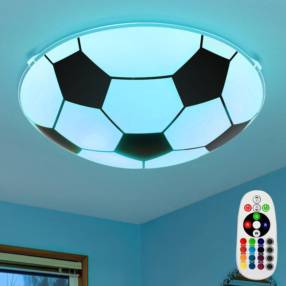 LED DECKENLEUCHTE Glas Fußball Design - Weiß, Glas (25/25/8cm) - Globo Lighting