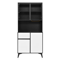 BUFFET DE-37617 80/40/180 cm mit LED-Beleuchtung Weiß/Schwarz - Schwarz/Weiß, Holzwerkstoff (80/180/40cm) - ComfortXL