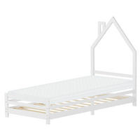 KINDERBETT Haus 90x200 cm mit Matratze Weiß Kiefernholz - Weiß, Holz (90/200cm) - ML-DESIGN