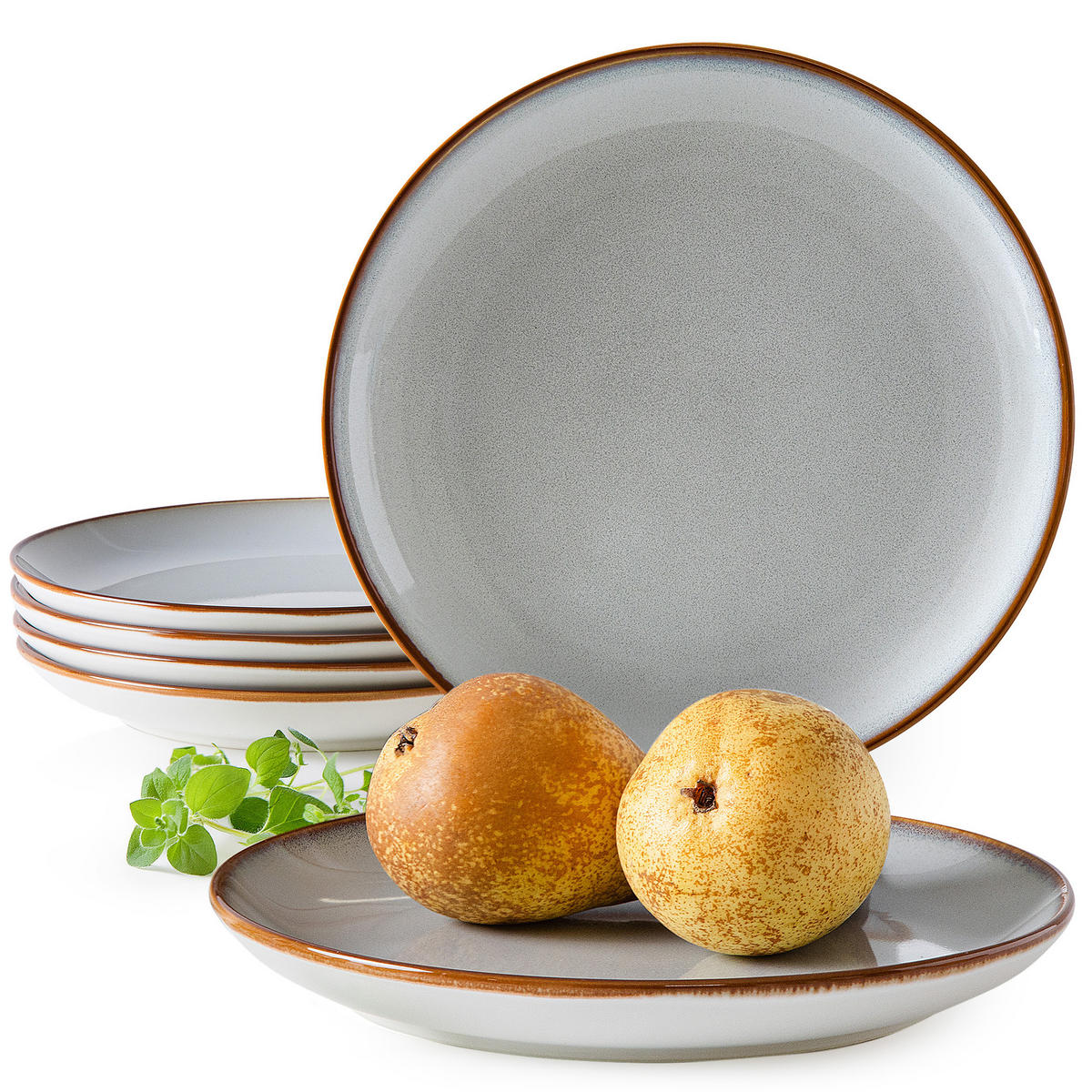 TELLER-SET Desserttellerset PORTOFINO 6-tlg - Blaugrau, Keramik (20.5cm) - Ritzenhoff Breker