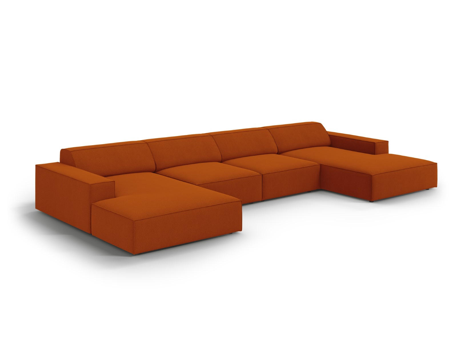 PANORAMASOFA Jodie aus strukturiertem Stoff terrakotta 6 Sitzplätze - Terra cotta, Textil (166/70/364cm) - Micadoni