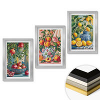 WANDBILDER 3er Set - 20x30 cm Silberner Rahmen - Fruchtzusammensetzung von Granatäpfeln - Silberfarben, Kunststoff (20/30cm) - ArtPrintCave