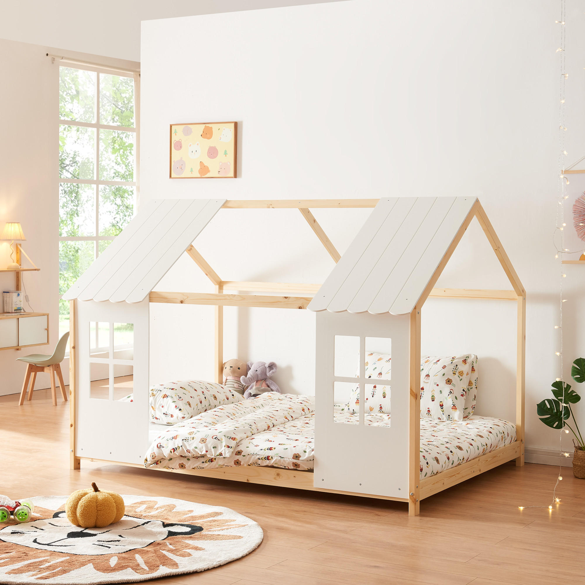 HAUSBETT Tostedt - Naturfarben, Holz (120/200cm) - [en.casa]