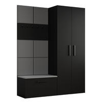 GARDEROBENSCHRANK MODULO 160,6/204/40 cm Modern Garderobe-Set Schwarz - Schwarz/Grau, Holzwerkstoff (160.6/204/40cm) - MASSENO