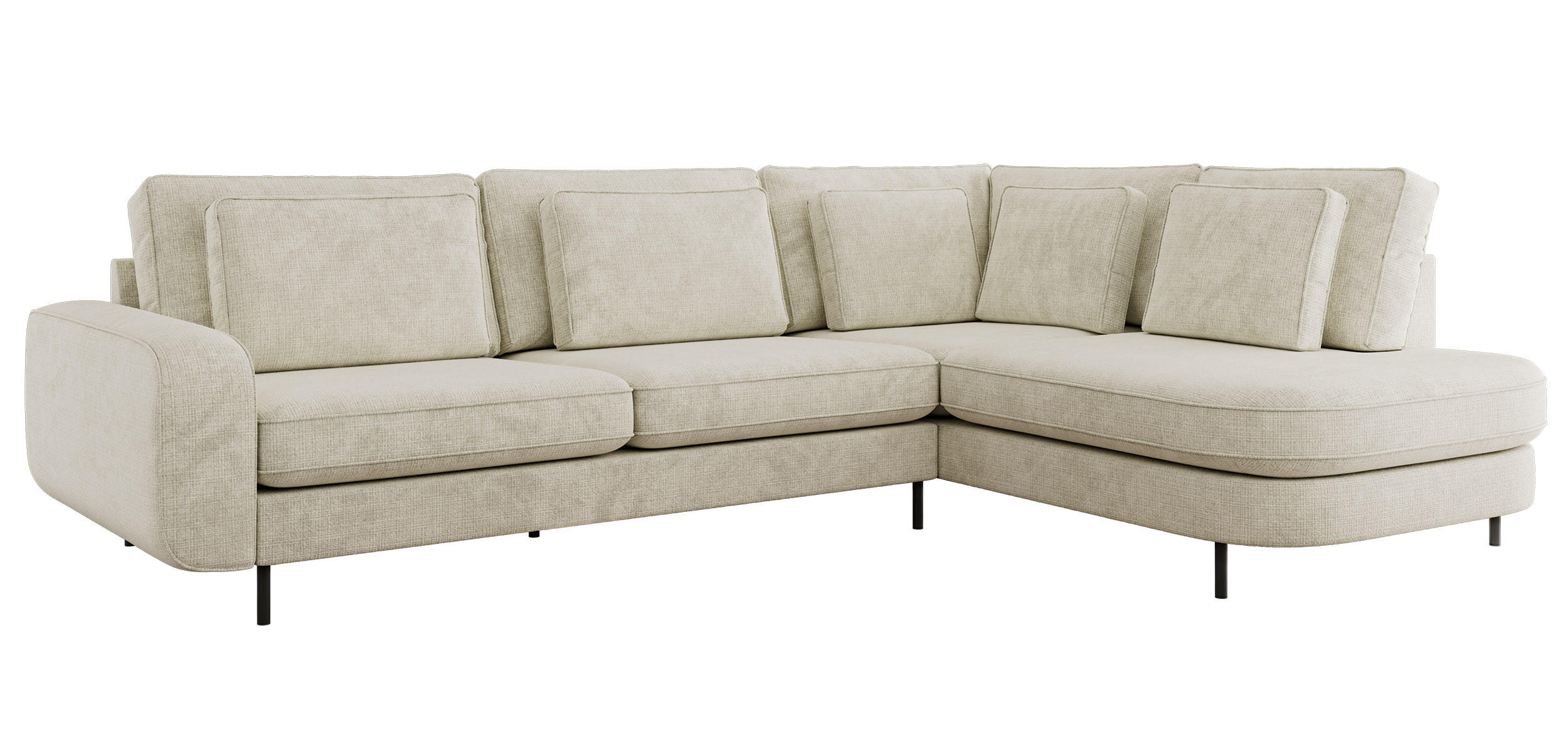 ROHOVÁ SEDAČKA CALENO L - Krémový hladký senil - Levá Strana - černá/krémová, kov/textil (317/225cm) - MKS
