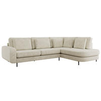 ROHOVÁ SEDAČKA CALENO L - Krémový hladký senil - Levá Strana - černá/krémová, kov/textil (317/225cm) - MKS