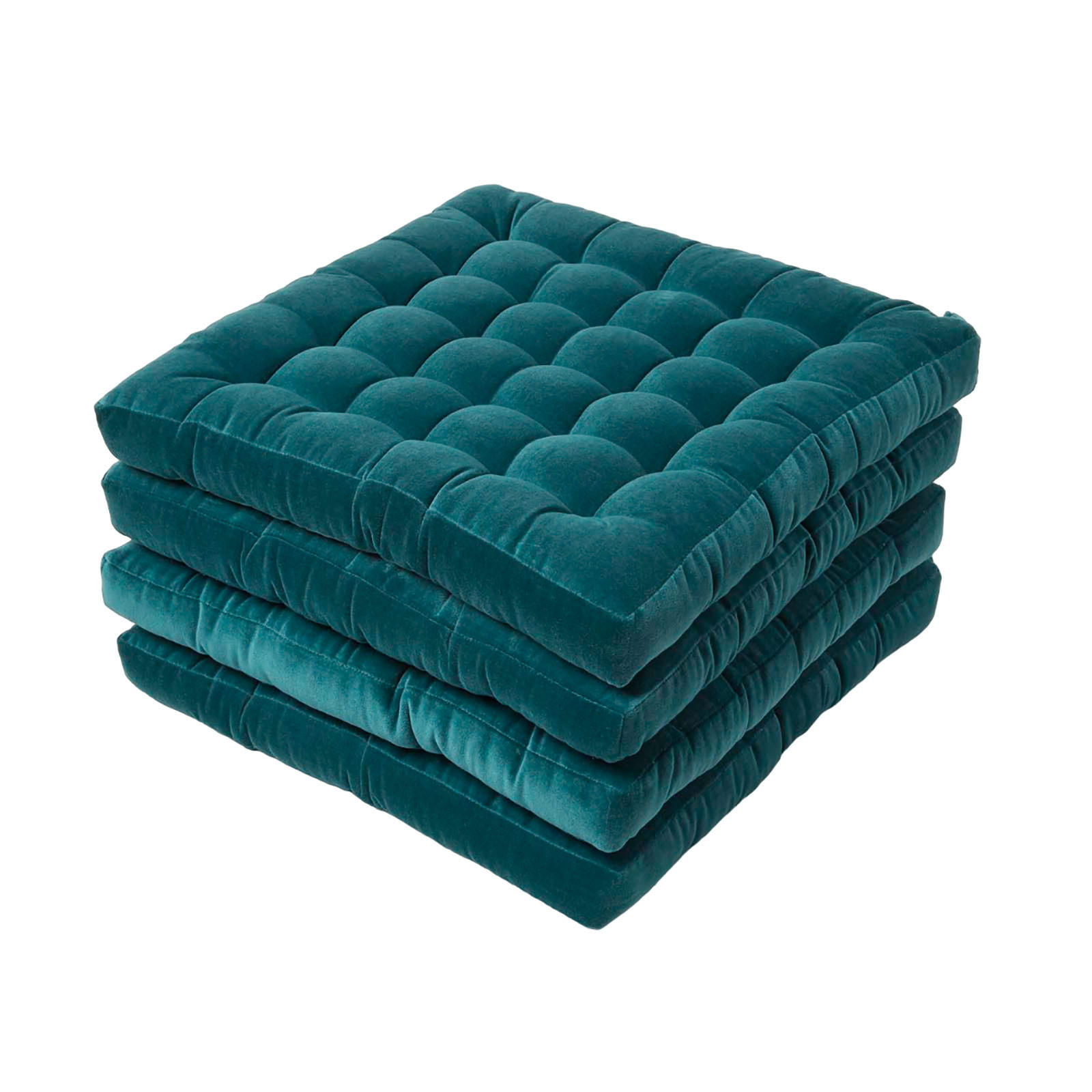 STUHLKISSEN Samt 4er-Set petrolgrün 40/40/5 cm - Petrol, Textil (40/40/5cm) - Homescapes