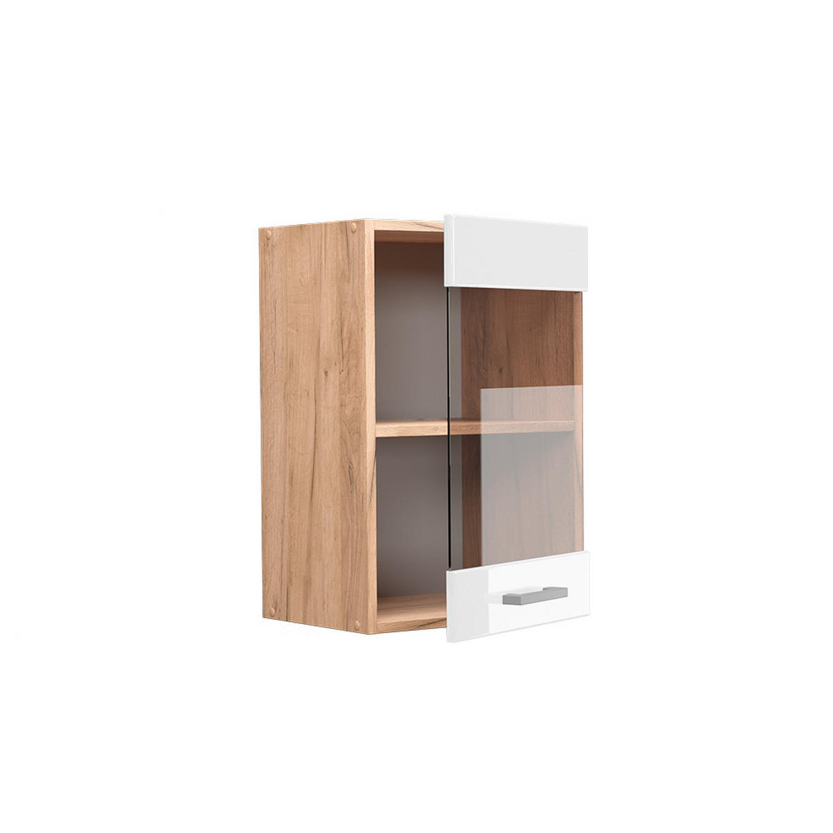 KÜCHENGLASSCHRANK R-Line Weiß Hochglanz 40 cm - Honigeiche/Weiß Hochglanz, Holzwerkstoff (40/60/31cm) - Vicco