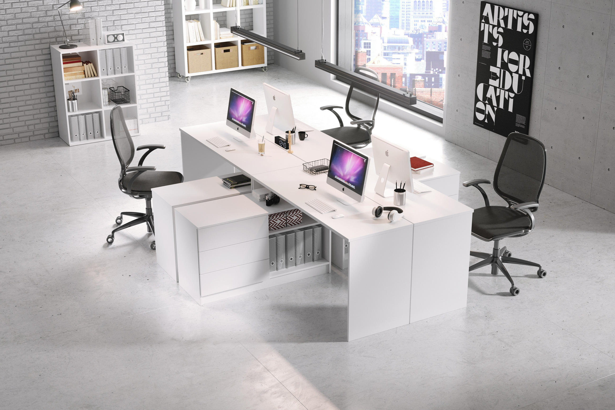 Thumbnail - Bettso Eckschreibtisch, Weiß, Holzwerkstoff, 2 Fächer, 3 Schubladen, 138x76x51 cm, Arbeitszimmer, Schreibtische, Eckschr...