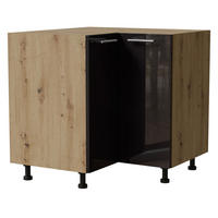 ECKUNTERSCHRANK Essen D12/90 Eiche Artisan / Schwarz Hochglanz 84 / 84 / 82cm mit Einlegeboden - Schwarz Hochglanz/Schwarz, Holz/Holzwerkstoff (84/82/84cm) - Feldmann-Wohnen