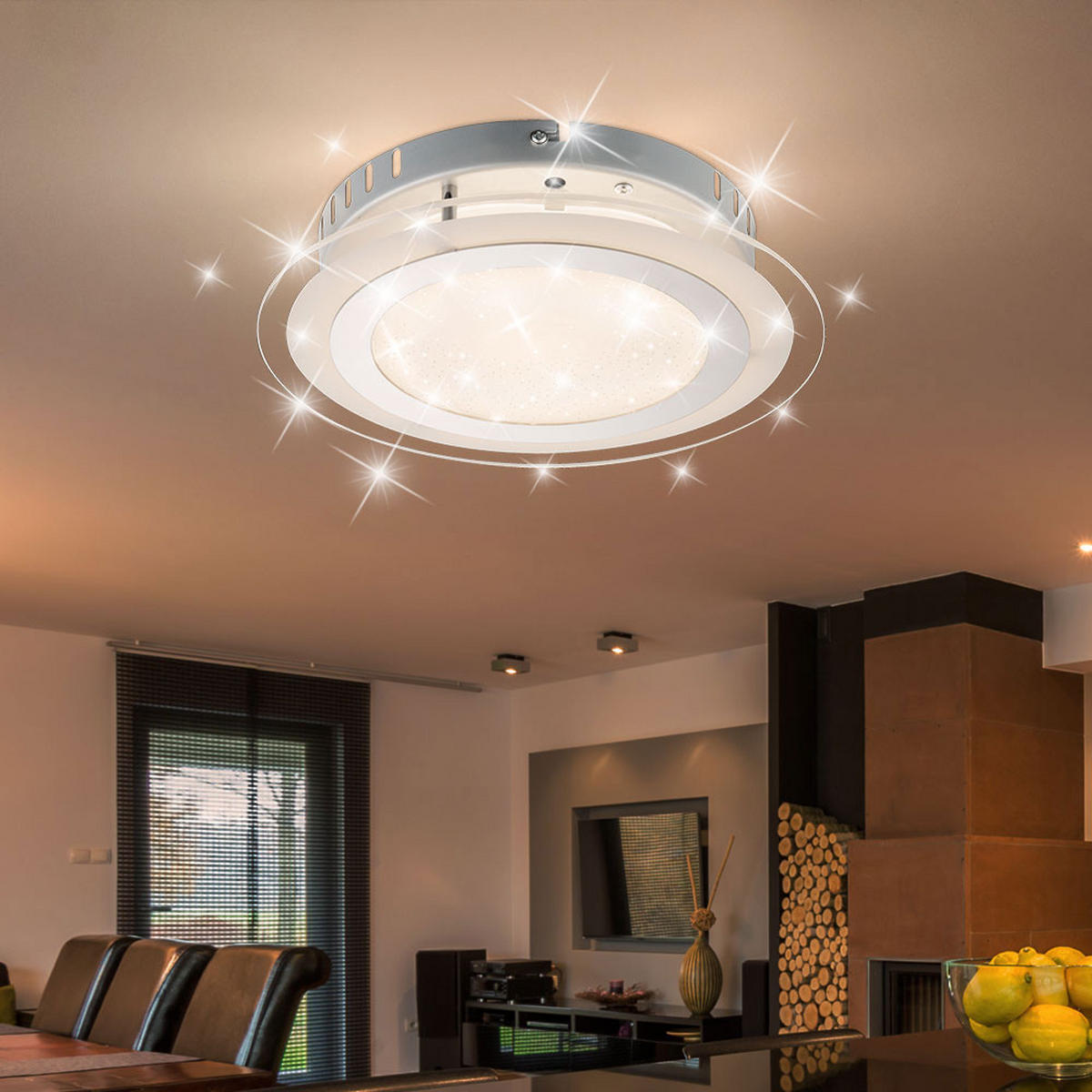 LED DECKENLEUCHTE Karanta Silber - Silberfarben, Glas (27/27/6.5cm) - Globo Lighting