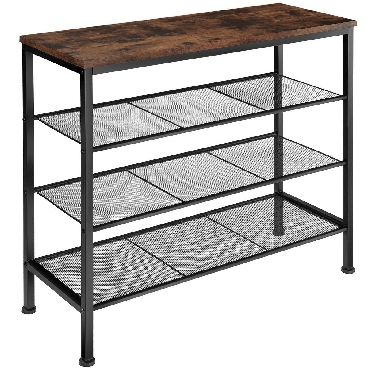 SCHUHREGAL Newport,80,5 x 30,5 x 72,5 cm,Industrial Holz dunkel, rustikal - Rostfarben, Metall (30.5/72.5/80.5cm) - tectake