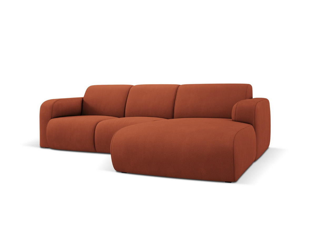 ECKSOFA rechts Molino aus strukturiertem Stoff orange 4 Sitzplätze - Orange, Textil (170/250cm) - Micadoni