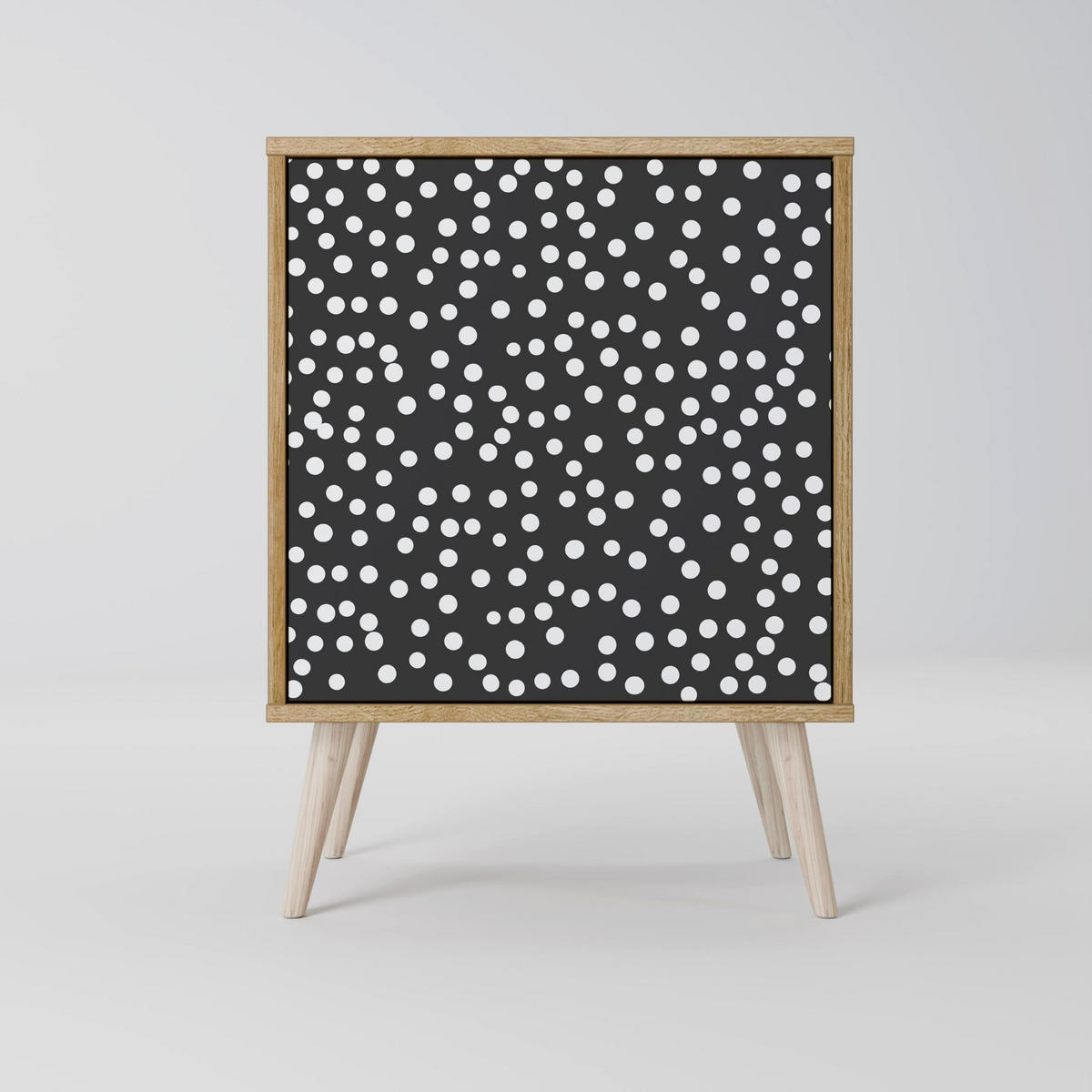 SIDEBOARD BLINDING LIGHTS, Grau, 57,5x42x67,5 cm, Schwarze Metall-Rahmenfüße - Multicolor/Schwarz, Holzwerkstoff/Metall (57.5/67.5/42cm) - SpaceRebels