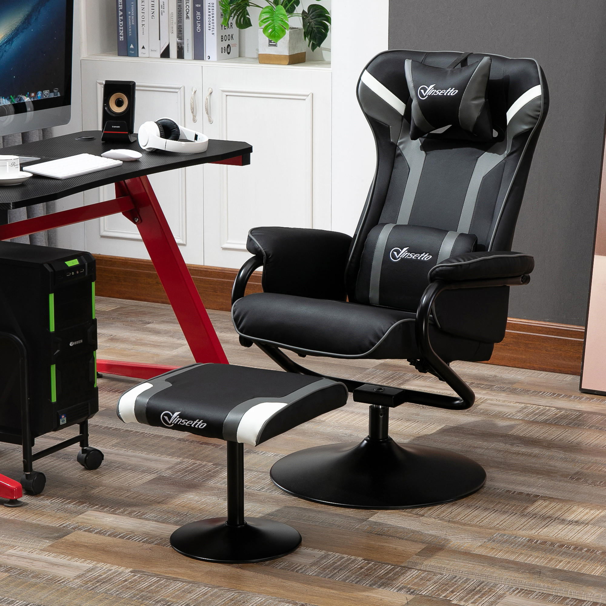 RELAXSESSEL, Schwarz+Grau - Multicolor/Grau, Kunststoff (82.5/103/67cm) - Vinsetto