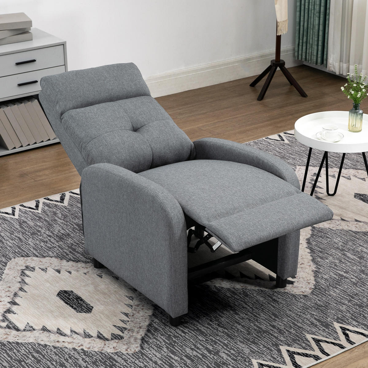 RELAXSESSEL, Fernsehsessel mit Liegefunktion, TV-Sessel mit Leinenoptik, Grau - Grau, Textil (87/98/67cm) - HOMCOM