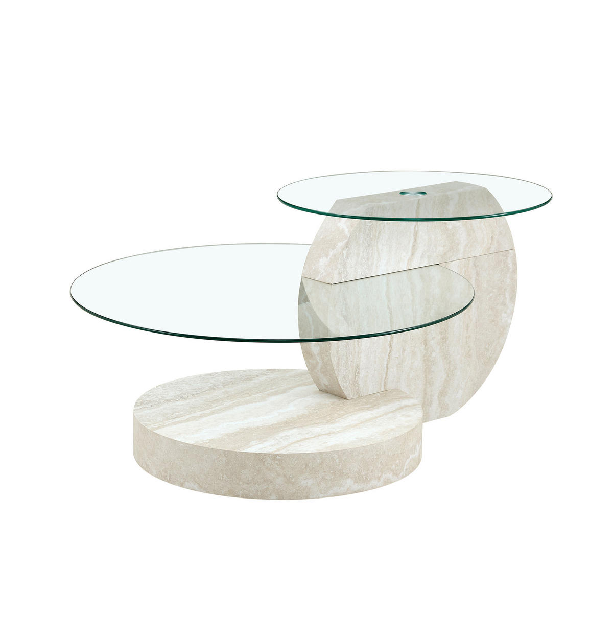 COUCHTISCH mit Ablage 70 cm aus Sicherheitsglas und MDF, 2 Ebenen - Transparent, Holzwerkstoff (70/70/44cm) - BEAOK