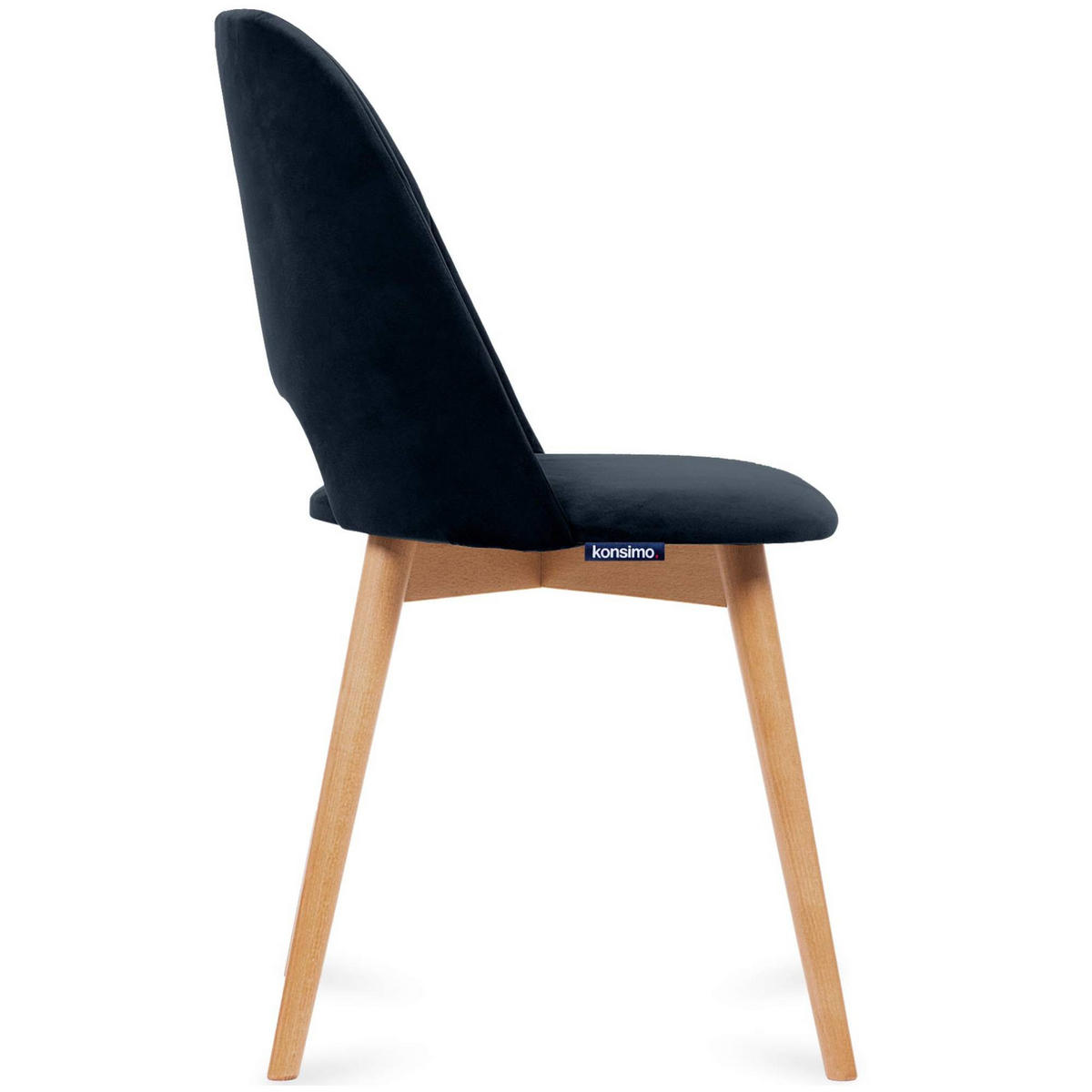ESSZIMMERSTUHLE TINO 2-tlg Velours-Sitz, Dunkelblau - Eichefarben/Dunkelblau, Holz/Textil (48/86/44cm) - KONSIMO®