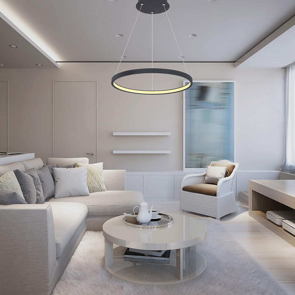 LED HÄNGELEUCHTE RALPH Schwarz Opal - Schwarz, Metall (38.5/38.5/120cm) - Globo Lighting