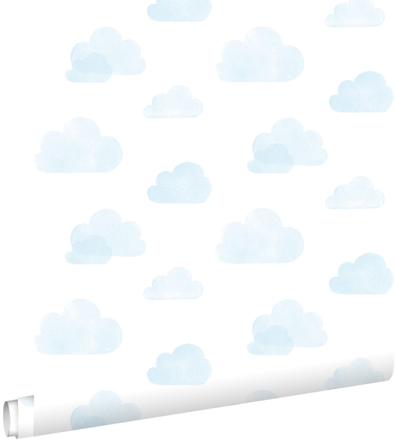 TAPETE gestempelte Wolken 53 cm x 10.05 m - Blau, Papier (53/0.1cm) - ESTAhome