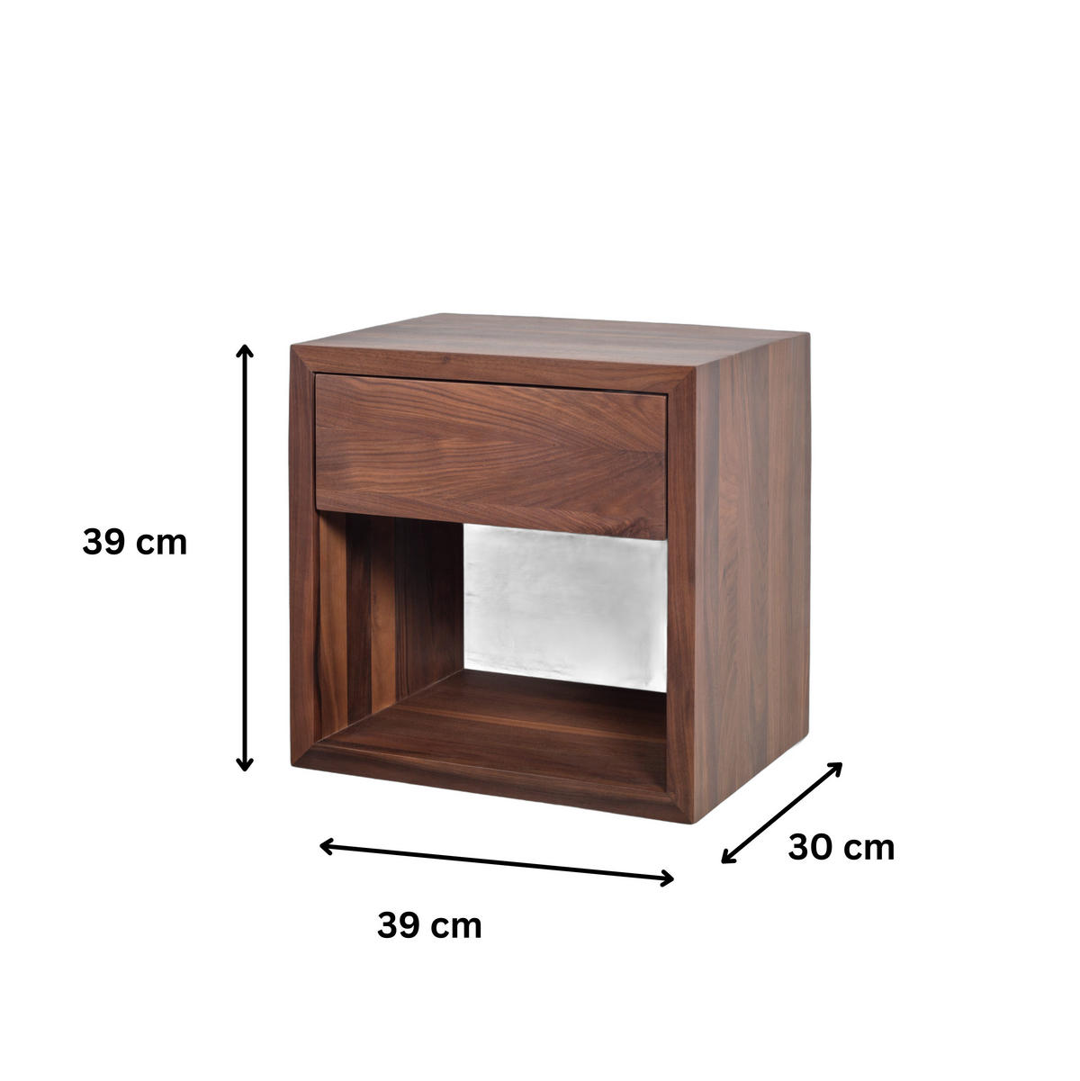 NACHTTISCH Hugo 39 aus Walnussholz - Braun, Holz (39/39/30cm) - WOODEK