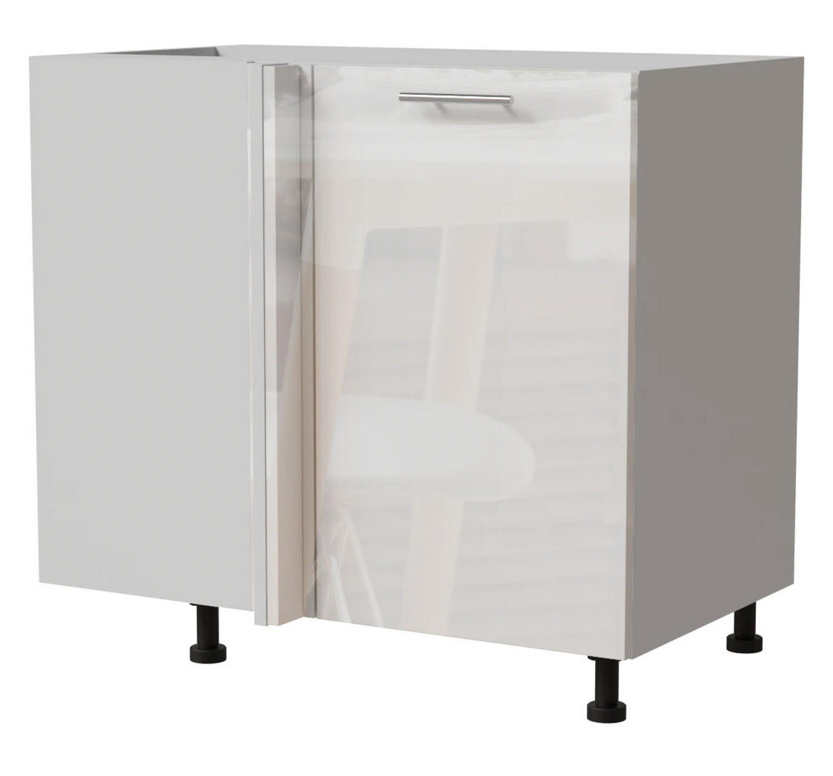 ECK-KÜCHENSCHRANK Essen D13U/90 Weiß Hochglanz / Weiß Matt 90 / 50 / 82cm - Weiß Hochglanz/Weiß, Holz/Holzwerkstoff (90/82/50cm) - Feldmann-Wohnen