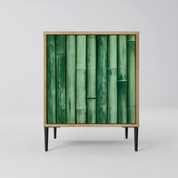 SIDEBOARD NATURAL GREEN, Eichefarben, 57,5x42x72,5 cm, Schwarze Metallfüße - Eichefarben/Multicolor, Holzwerkstoff/Metall (57.5/72.5/42cm) - SpaceRebels