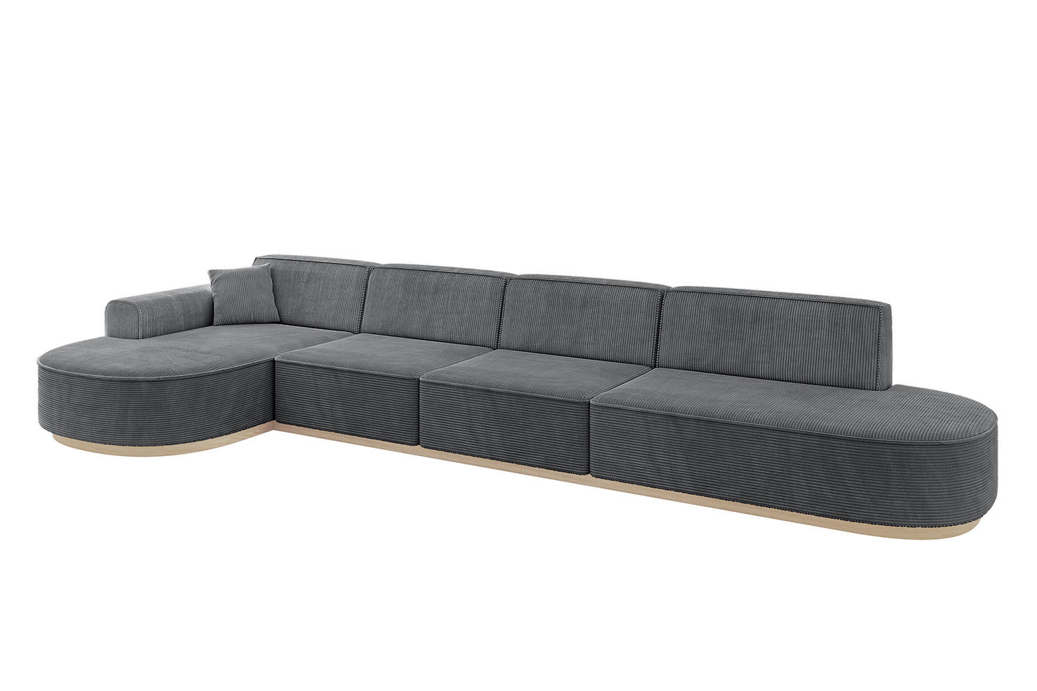 ECKSOFA Ottomane Links MARI-L3-v1 - 413x171x83 cm Dunkelgrau Cord - Dunkelgrau, Holzwerkstoff/Textil (413/171cm) - ALTDECOR