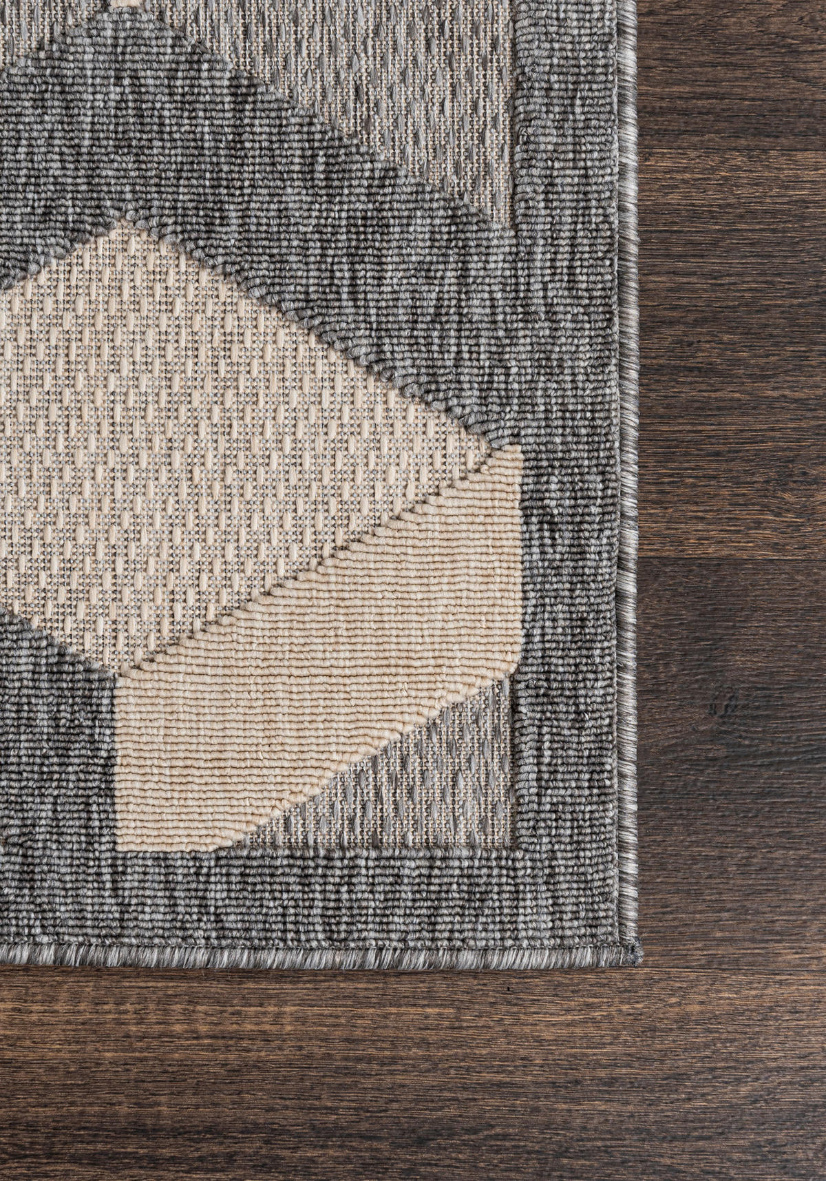 TEPPICH Beige In-Outdoor Geometrisch - Kurzflor Rechteckig - Grau - 80 x 150 cm - Beige/Grau, Textil (80/150cm) - Mazovia