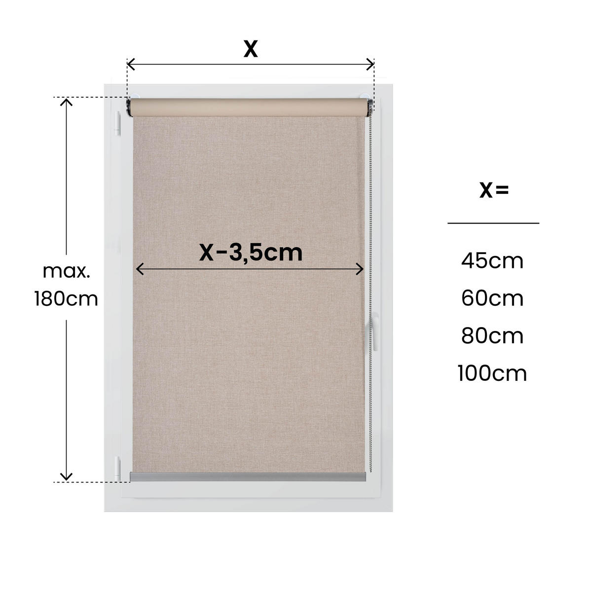 VERDUNKELUNGSROLLO Moon Plus Easyfix Leinen 80x250 - Beige, Kunststoff (80/250/1cm) - STORESDECO