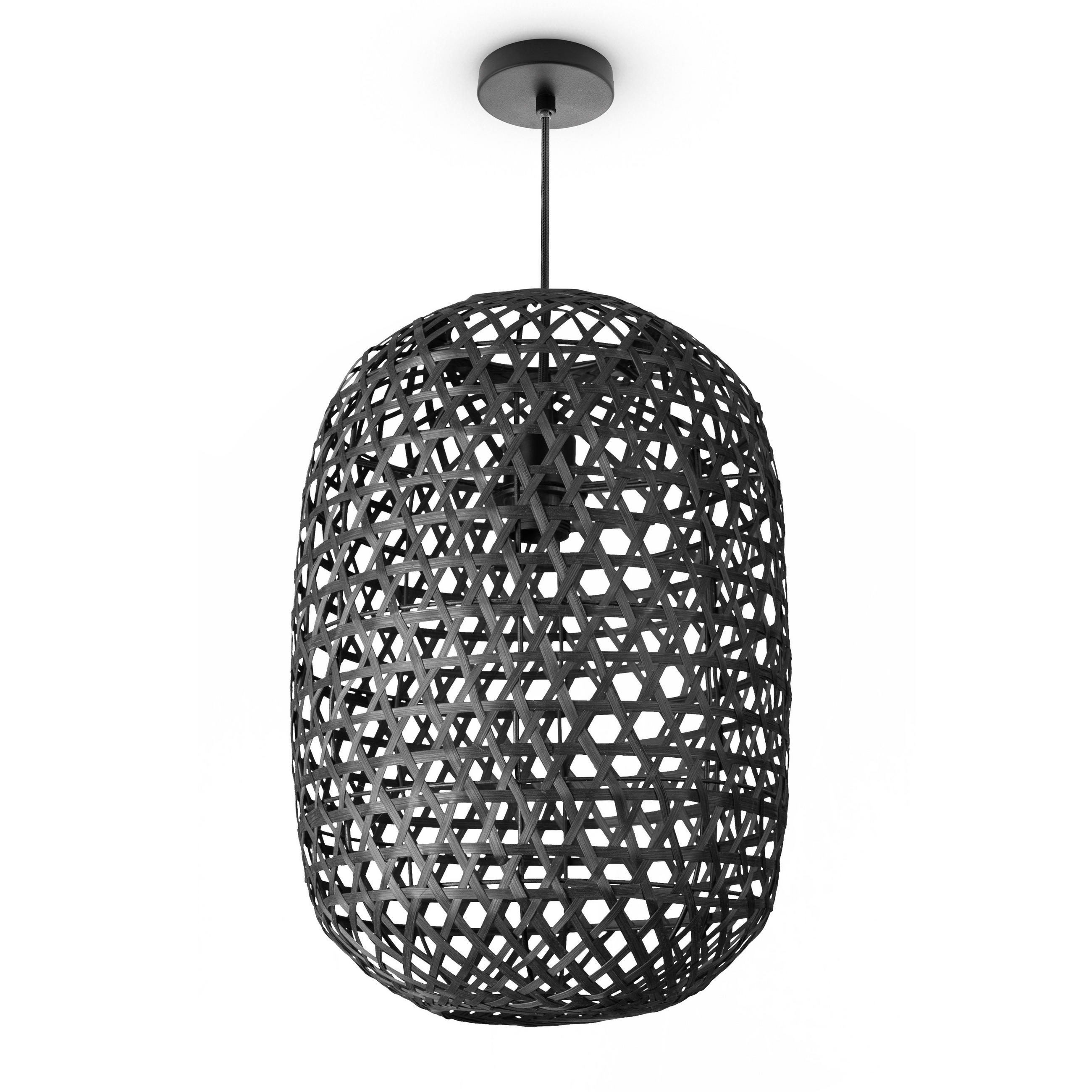 PENDELLEUCHTE Punu - Schwarz, Holz (30/30/43cm) - Paco Home