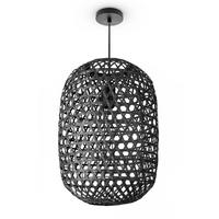 PENDELLEUCHTE Punu - Schwarz, Holz (30/30/43cm) - Paco Home