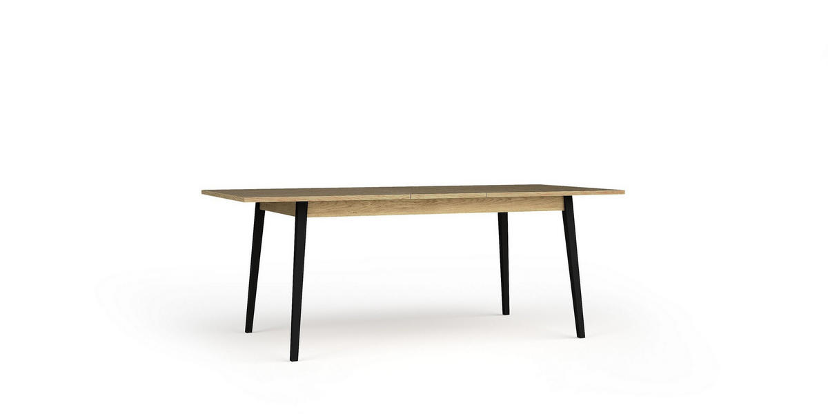 ESSTISCH AXIS Ausziehbar 160 - 200 / 90 x 75,5 cm - Eichefarben/Schwarz, Holz (160/90/75.5cm) - MASSENO