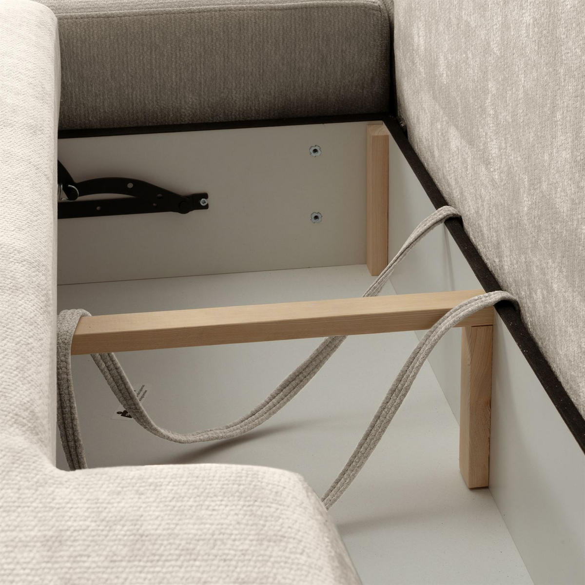 ECKSOFA GOYA mit Schlaffunktion und Bettkasten, Rechte, Perfect Harmony 04 - Ecru, Textil (302/184cm) - Lookway