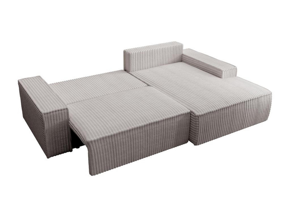 ECKSOFA mit Schlaffunktion - Ecke rechts - grob gerippter Cord - Hellgrau - AMELIA - Hellgrau, Textil (167/267cm) - Vente-Unique