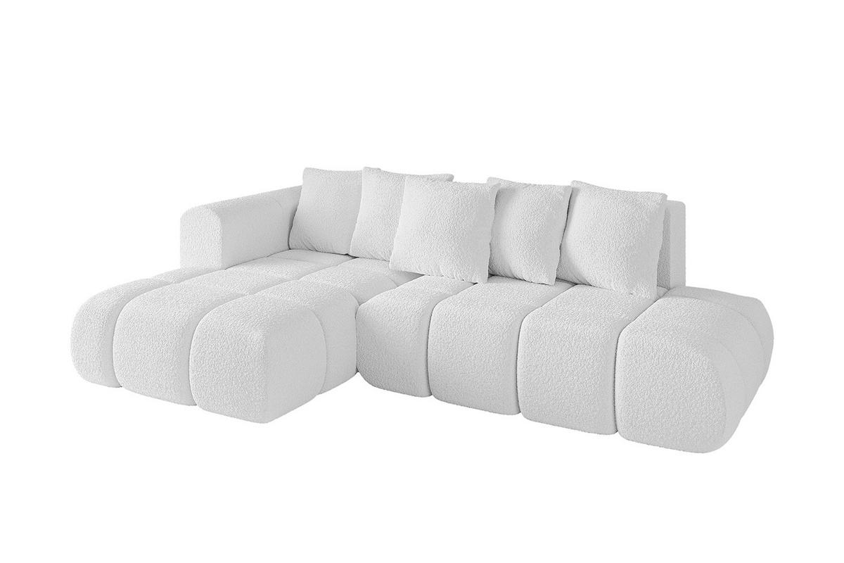 ECKSOFA Ottomane Links CLOUD-L-v1 289x180x40 Weiß Bouclé - Weiß, Holzwerkstoff/Kunststoff (180/289cm) - ALTDECOR