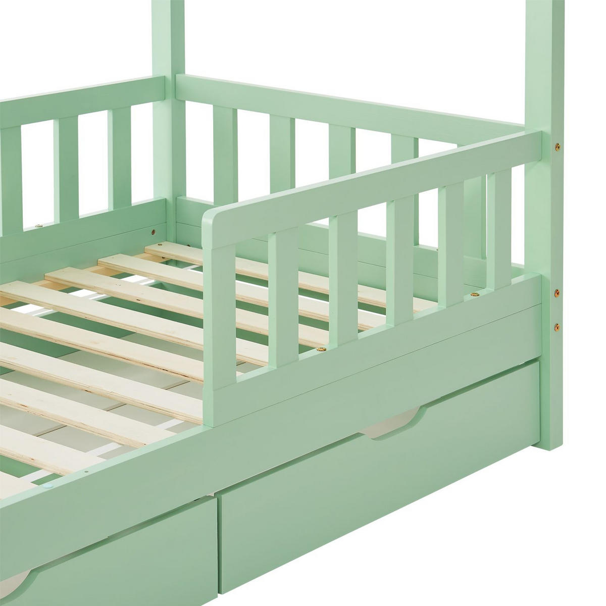 KINDERBETT Marli mint 80x160 cm mit Bettkasten - Mintgrün, Holz (80/160cm) - Juskys