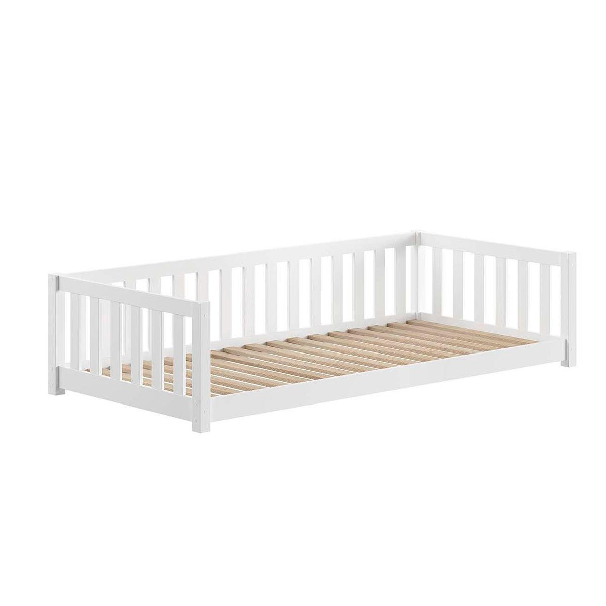TAGESBETT Kapua 90x200 Bettschublade Rausfallschutz Kiefer massiv weiß - Weiß, Holz (90/200cm) - 58aufmkessel