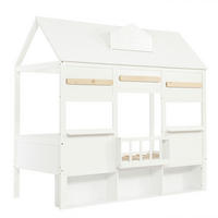 HAUSBETT 90/200 cm DE-02225, in Weiß, mit Bücherregal - Weiß, Holz/Holzwerkstoff (90/200cm) - ComfortXL