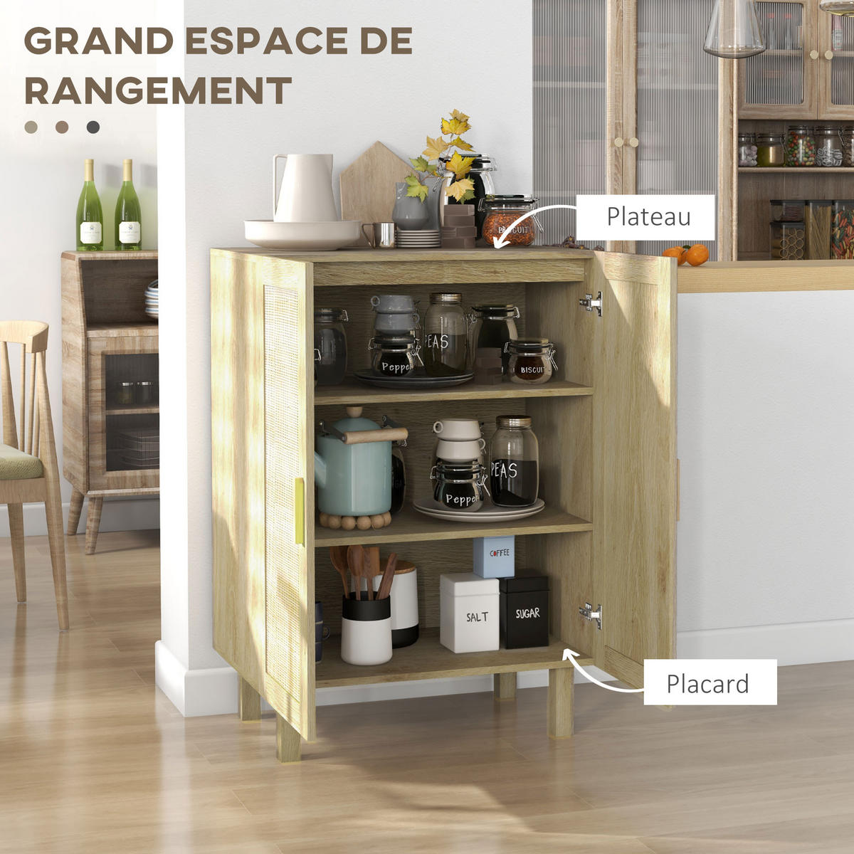 SIDEBOARD Naturfarben, 2 Türen, 73/41/102 cm - Naturfarben, Holz (73/102/41cm) - PANGIVO