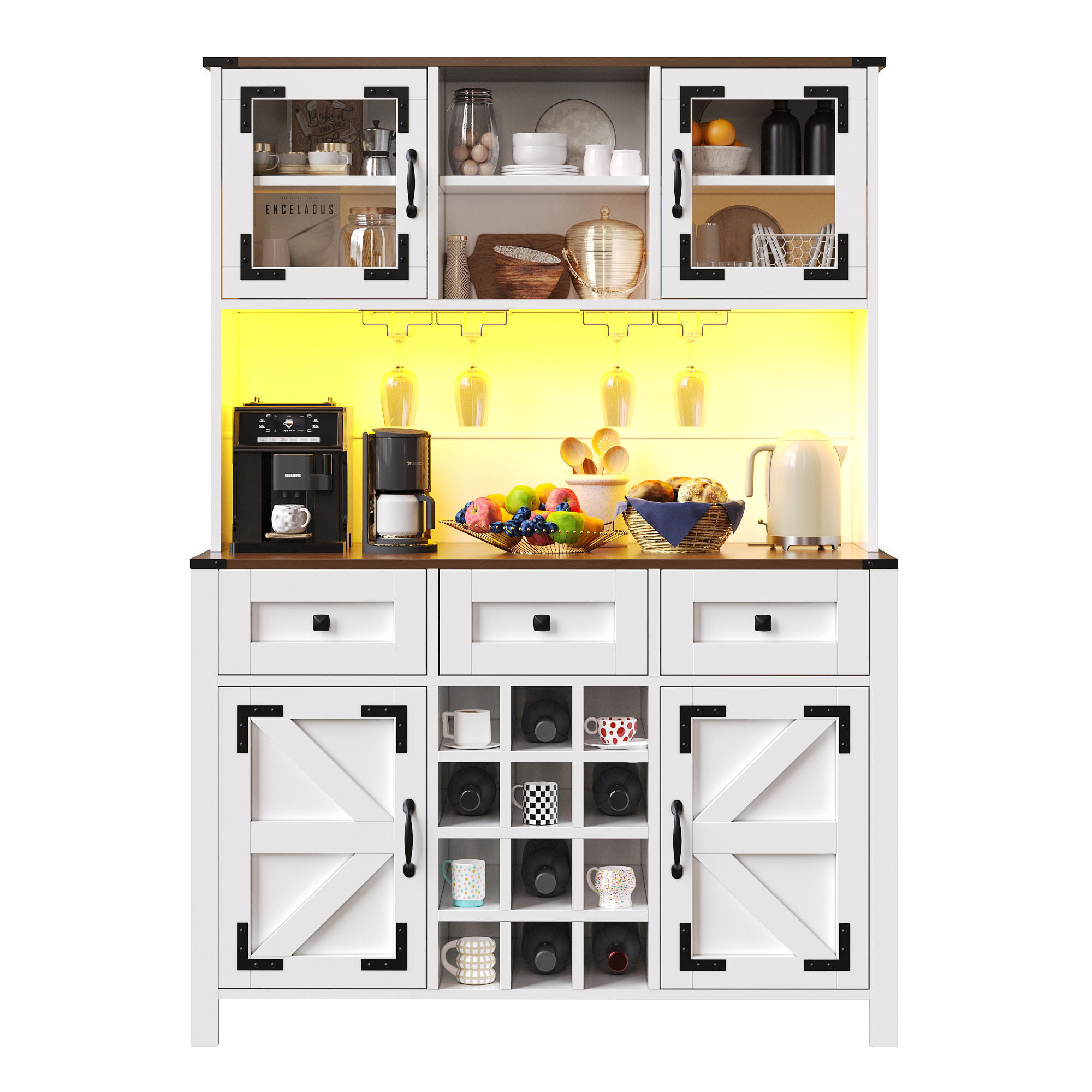 KÜCHENSCHRANK LED USB Steckdose 120x40x170Cm Weiß - Weiß, Glas (120/170/40cm) - FLIEKS