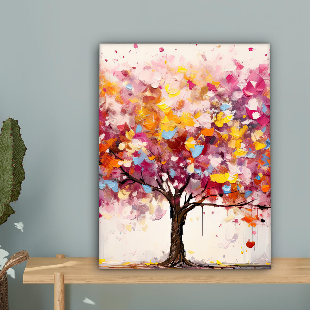 LEINWANDBILD Aquarell - Baum - Kunst - Abstrakt 30x40 cm - Multicolor, Textil (30/40cm) - MuchoWow
