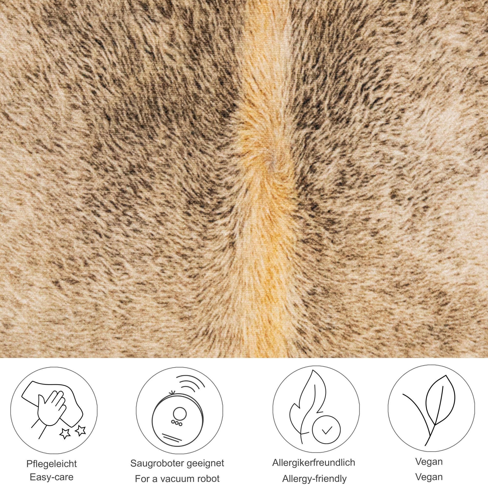 Thumbnail - Gino Falcone Kunstfell-Teppich, Braun, Textil, Tiere, Freiform, 100x130 cm, für Fußbodenheizung geeignet, pflegeleicht, ...